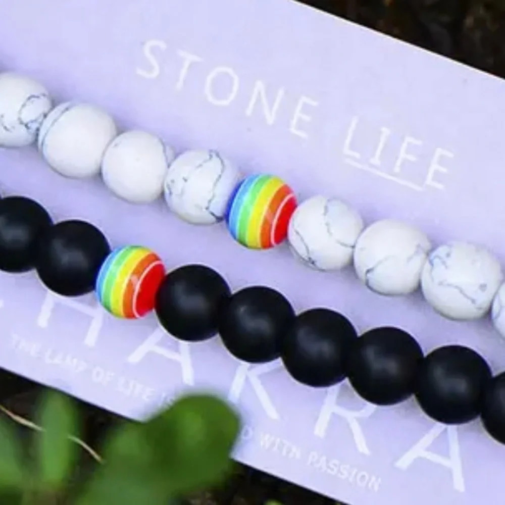 Natural Stone Chakra Rainbow Bead Bracelets for Men Women Strand Bracelet